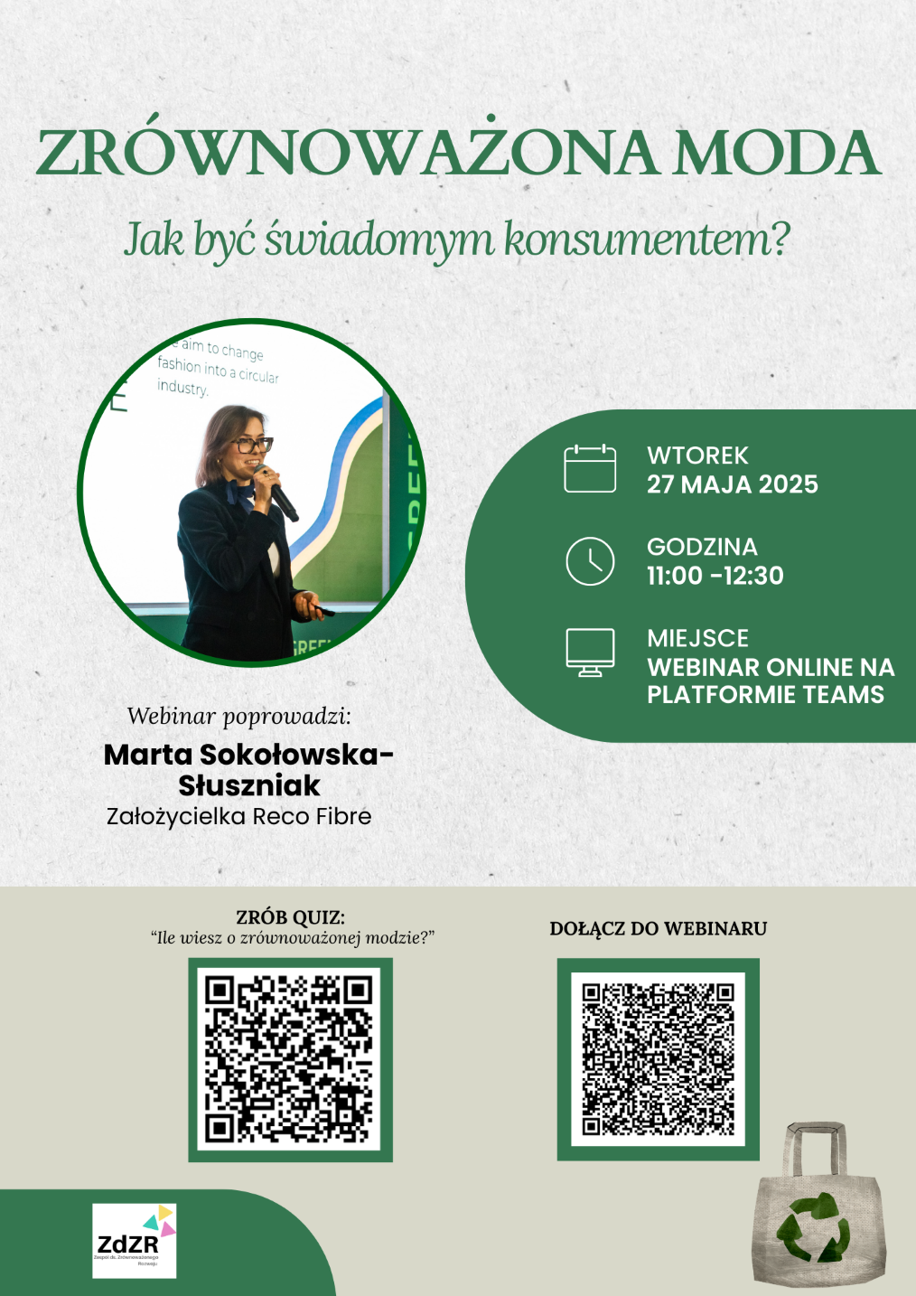 Zapraszamy na webinar ! „Zrównoważona moda. Jak być świadomym konsumentem?”